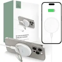 Tech-Protect QI15W-A33 Inductive Charger with MagSafe and Stand with USB-A / USB-C Cable - White
