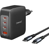Intenso W140A3C - Strømforsyningsadapter - GaN - 240 watt - 5 A - PD 3.0, PD/PPS, QC 4.0 - 4 output-stikforbindelser (3 x USB-C, USB Type A) - sort - med C520C kabel