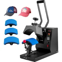 Vevor Varmepresser 4-i-1 Cap Heat Press Machine 6x3 tommer Clamshell Sublimation Transfer Lcd digital timer temperaturkontrol med 4 stk buede