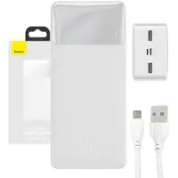 Baseus Bipow Digital Display 15W Power Bank 30000mAh - Hvid
