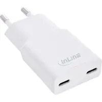 InLine USB-strømforsyningsoplader Dual USB-C, PD, PPS, 30W, hvid