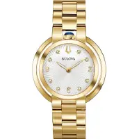 Bulova Dameur 97P125 Diamond Sølvfarvet/Gul guldtonet stål Ø35 mm