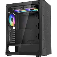 Vevor PC Gaming-kabinet, Miditower, computerkabinet med hærdet glaspanel med høj luftgennemstrømning, støvfilter, 3 x 120 mm ARGB-blæsere, nem kabelhåndtering, til GPU op til 320 mm i længden, til ATX