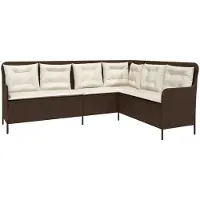 vidaXL hjørnehavesofa med hynder, brun, polyrattan