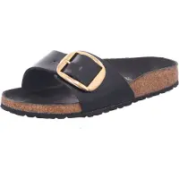 Birkenstock Birkenstocktil kvinder. 1022650 Læder Madrid Big Buckle Sandaler (Smal pasform) sort (38), Fast, Ingen, Casual