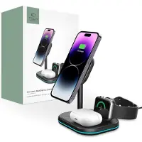 TechProtection QI15W-A27 3in1 Inductive Charger with MagSafe Stand for Smartphone / Apple Watch / AirPods - Black