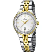 Festina Dameur F16868-1 Dress Hvid/Gul guldtonet stål Ø33 mm