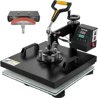 Vevor varmepressemaskine, 15x15 tommer / 38x38 cm, 2-i-1 clamshell sublimationstransferprinter med teflonbelægning, digital præcis varmekontrol, kraftpresse til T-shirts, hatte og kasketter