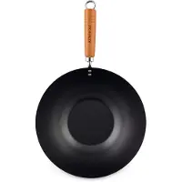 KENHOM Ken Hom KH331001, Rund, Wok/Stirfry pande, Sort, Kulstofstål, Keramisk, Gas, Halogen, Træ