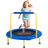 Vevor 91,4 cm trampolin til børn, 91,4 cm trampoliner til indendørs/udendørs trampolin til småbørn, foldbar mini-babytrampolin med skumhåndtag, rekreativ trampolin til fødselsdagsgave til børn fra 3 å