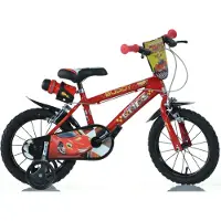 Kubisport 14-tommer børnecykel med Zygzak McQueen fra Cars og Dino Bikes-bremse