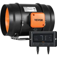 Vevor Inline-kanalventilator, 203,2 mm 506,2 CFM med temperatur- og fugtighedsregulator, stille EC-motorventilations- og udstødningsventilator til kølebooster, væksttelte, hydroponik