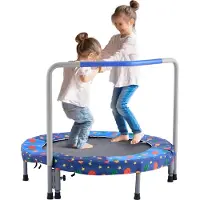 Vevor 36" børnetrampolin, 3 fod indendørs og udendørs trampolin, foldbar minitrampolin med håndtag, reboundertrampolin til småbørn, fødselsdagsgave til børn fra 3 år, drenge og piger til sjov, Bule