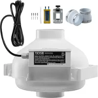 Vevor 4 til 4,5 tommer radonventilatorinstallationssæt, stille 260CFM radonreducerende ventilatorsystemsæt med 2 koblinger, trykindikator, vandtæt inline-kanalventilator, udsugningsventilator til inde