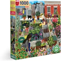 Eeboo : Stykke og k?rlighed Urban Gardening 1000 Piece Square Adult Jigsaw Puzzle Puzzle For voksne og familier blanke robuste stykker og minimalt