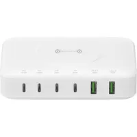 4smarts - Opladningsstation - 7 i 1 - 100 Watt - 5 A - PD/PPS, PD 3.0, QC 3.0, HiSilicon Fast Charging, AFC - 6 output-stikforbindelser (USB-C, USB)