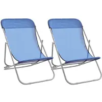 vidaXL foldbare strandstole 2 stk. textilene og pulverlakeret stål blå
