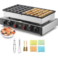 Vevor Mini hollandsk pandekagebager, 50 stk. 43 mm diameter Dorayaki-bagemaskine, 1700 W kommerciel elektrisk poffertjesgrill, non-stick rustfrit stål, dobbelt temperatur- og tidskontrol, til hjemmekø