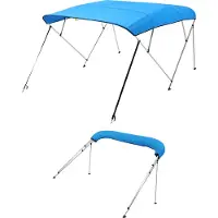 Vevor 4-bov biminitop til båd, 600D polyesterkaleche med aluminiumsramme, vandtæt og solskygget bådmarkisekaleche med opbevaringstaske, 2 støttestænger, 4 stropper, 96"L x (85"-90")B x 54"H, Pacific B