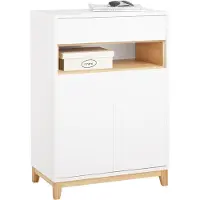 SoBuy Skoskab Hvid-Naturlig 60x85x34 cm