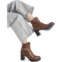 New Era Xtitil kvinder. 14430002-CAMEL Ankelstøvler 144300 brun (39), 5-8 cm, Lynlås, Casual