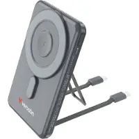 Verbatim Charge 'n' Go - Trådløs power bank - magnetisk, med stativ - 5000 mAh - 20 Watt - 2.4 A - PD 3.0, QC 3.0, Apple 2.4A, USB BC 1.2, AFC - 3 output-stikforbindelser (USB-C) - grå