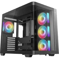 DeepCool CG530U 4F - Mid tower - ATX - sidepanel med vindue (hærdet glas) - ingen strømforsyning (ATX / PS/2) - sort - USB/Lyd