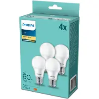 Philips LED-standardpære E27 8W/827 4-pak