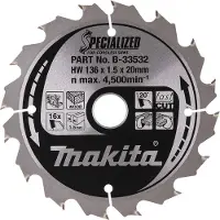 Makita B-33532 Specialized 136x20x16z Rundsavsklinge Til Træ