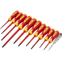 Vevor isoleret skruetrækkersæt, 11-delt professionelt elektrisk skruetrækkersæt, 1000V isoleret elektrikerværktøjssæt, med magnetiske Phillips-spidser med lige kærv, spændingstester, til elektrikere