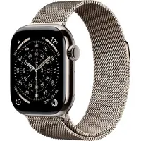 Apple Watch Series 11 GPS + Cellular 42 mm Naturligt titanboett Naturligt milanesiskt armband