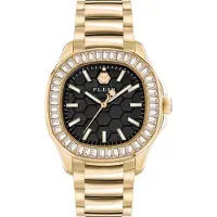 Philipp Plein Dameur PWTAA0623 Spectre Sort/Gul guldtonet stål Ø38