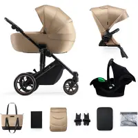 Kinderkraft universalus vežimėlis 3in1 PRIME 2 3IN1 MINK PRO SANDROSE BEIGE, KSPRIM02BEG300I