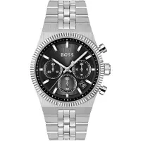 BOSS Candor black-dial chronograph watch with fluted bezel