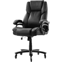 Vevor Executive Chair, Kontorstol med høj ryg og lændestøtte med drejeknap, Ergonomisk skrivebordsstol med justerbar hældning og højde, Drejelig rullestol i PU-læder til arbejde, studier, spil, Sort