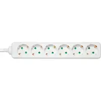 Deltaco GT-0602 - Stikdåse - AC 250 V - 3680 Watt - input: power CEE 7/7 - output-stikforbindelser: 6 (6 x strøm CEE 7/3) - 5 m ledning - hvid
