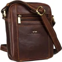 Peterson læderposttaske PTN TB-117-COM COGNA Cognac