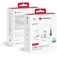Forcell multifunktions oplader - powerbank/rejseadapter/oplader & trådløs opladning i én