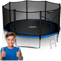 Neo-Sport 12 pėdų / 374 cm sodo batutas su lauko tinklu ir kopėčiomis