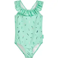Playshoes Badedragt 'Surfbrett Palme' navy / mint / lyseorange / hvid