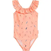Playshoes Badedragt 'Surfbrett Palme' beige / mørkeblå / mørkeorange / pudder