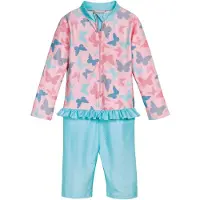 Playshoes Badedragt 'Schmetterlinge' blå / aqua / lyserød / lys pink