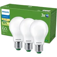 Philips LED pære Ultra Efficient A60 4W/827 (60W) Mat 3-pak E27