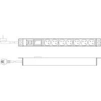 Digitus - Strømfordelingsenhed (rackversion) - AC 230 V - input: power CEE 7/7 - output-stikforbindelser: 7 (CEE 7/5) - 1U - 19 - 2 m ledning