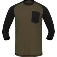 Norrøna - MTB tøj - Skibotn Equaliser Merino 3/4 T-Shirt M Olive Night Caviar Black til UnisexUld - Størrelse S - Kaki