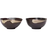Ferm Living Koyo skål 2-pak Dark brown-buff, Ø11,5x6 cm