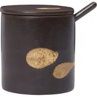 Ferm Living Koyo krukke med ske Dark brown-buff