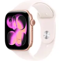 Apple Watch Series 11 GPS + Cellular - 46 mm - Roséguldfärgad aluminiumboett - Ljusblush sportarmband - S/M
