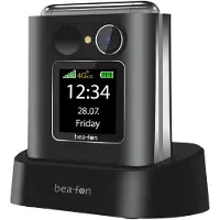 Beafon Fold10 LTE - 4G, Silver Line, flip-mobiltelefon med store knapper, sort-sølv