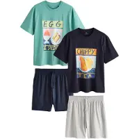 Next Pyjamas kort 'Frankie Thorpe' marin / grå-meleret / smaragd / sort